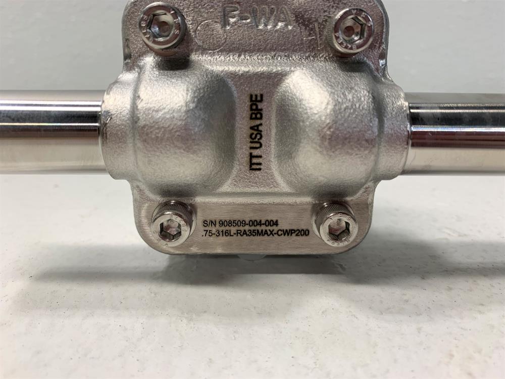 ITT Pure-Flo 3/4" Butt-Weld 316 Sanitary Diaphragm Valve .75-316L-RA35MAX-CWP200